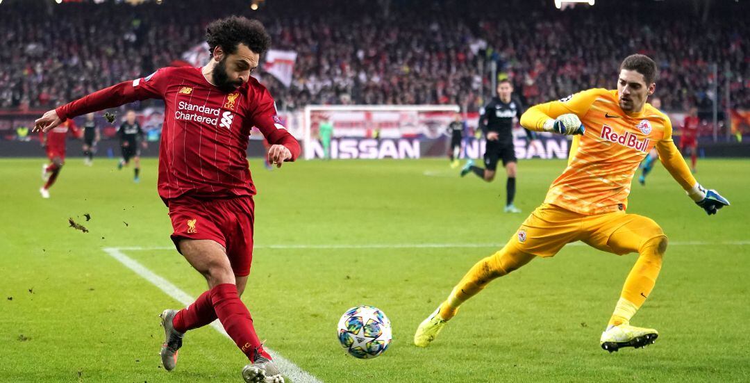 Mohamed Salah, justo antes de marcar el gol de la jornada de la Champions