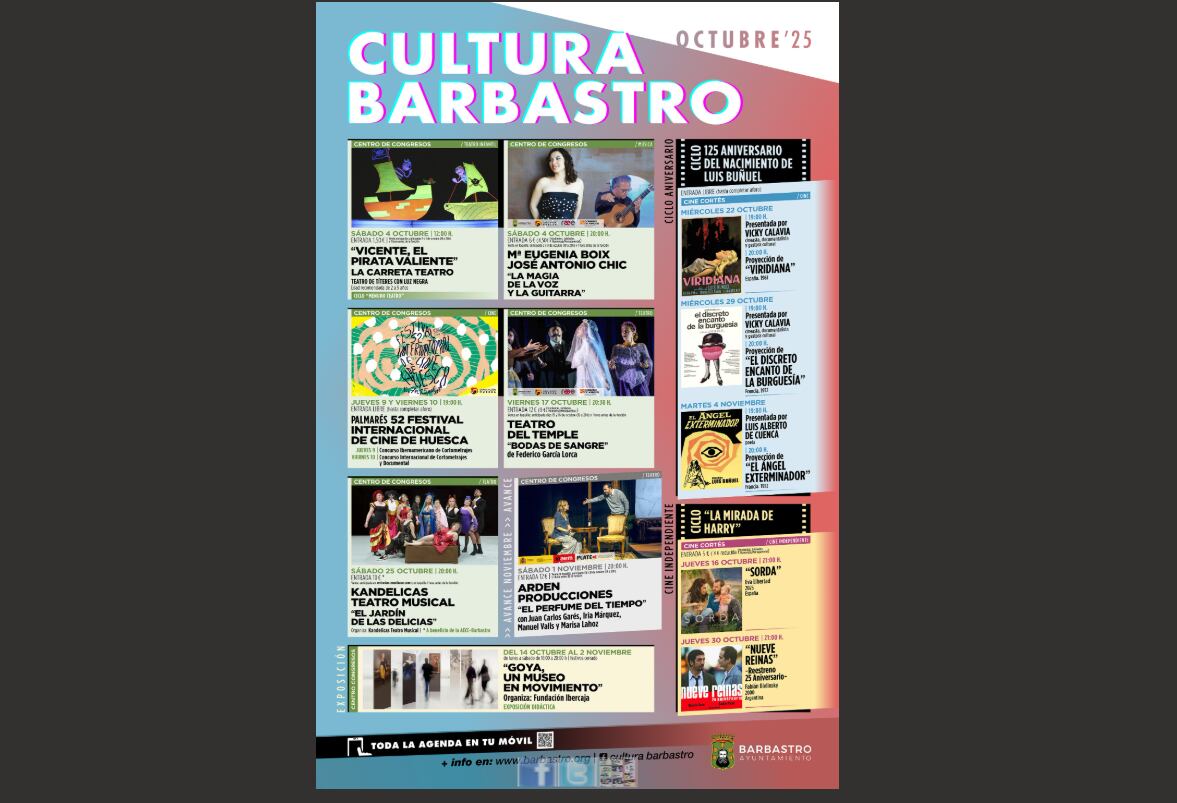 Programación cultural Barbastro octubre y noviembre de 2025.