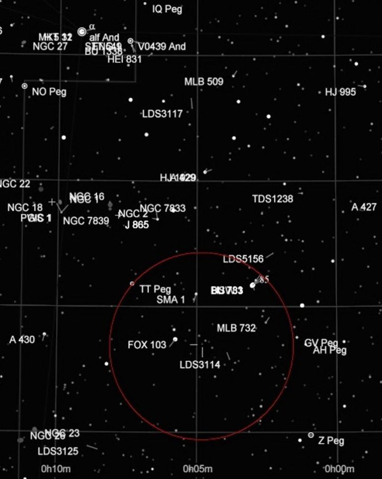 La nueva estrella variable, en Pegasus