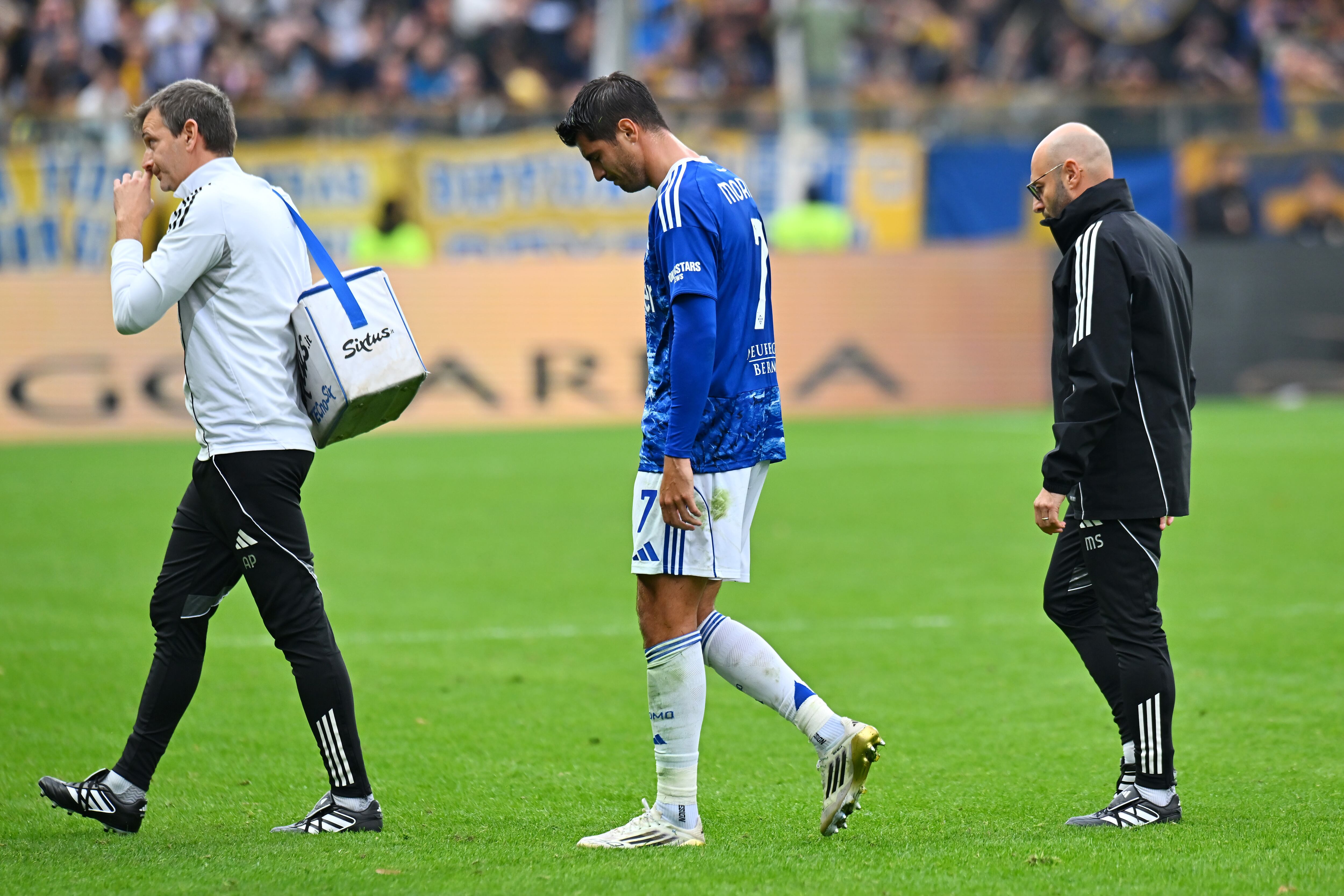 Morata sale sustituido en el encuentro contra el Parma