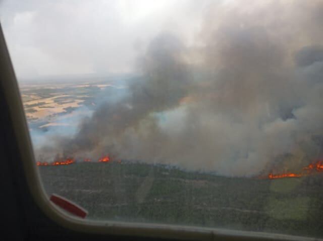 El incendio de Ayóo de Vidriales desde uno de los medios aéreos