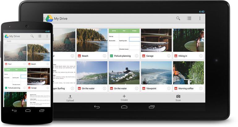 Google Drive permite compartir archivos con dispositivos móviles