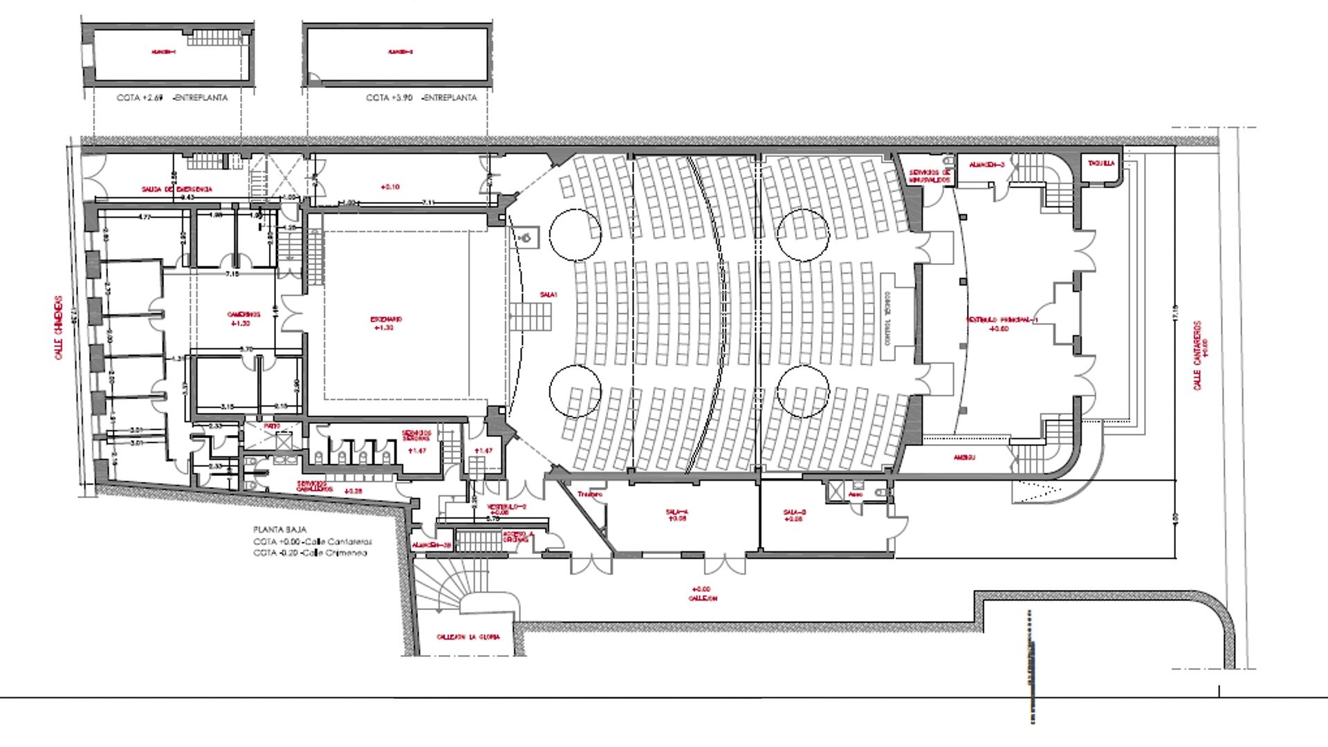 Plano de la planta principal del Teatro Torcal de Antequera