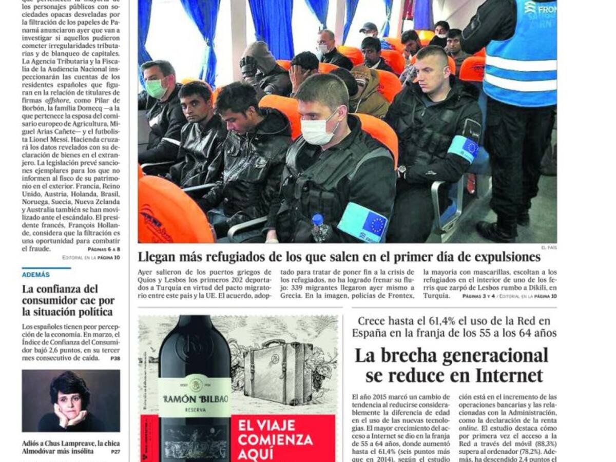 Portadas periódicos 5 de abril de 2016