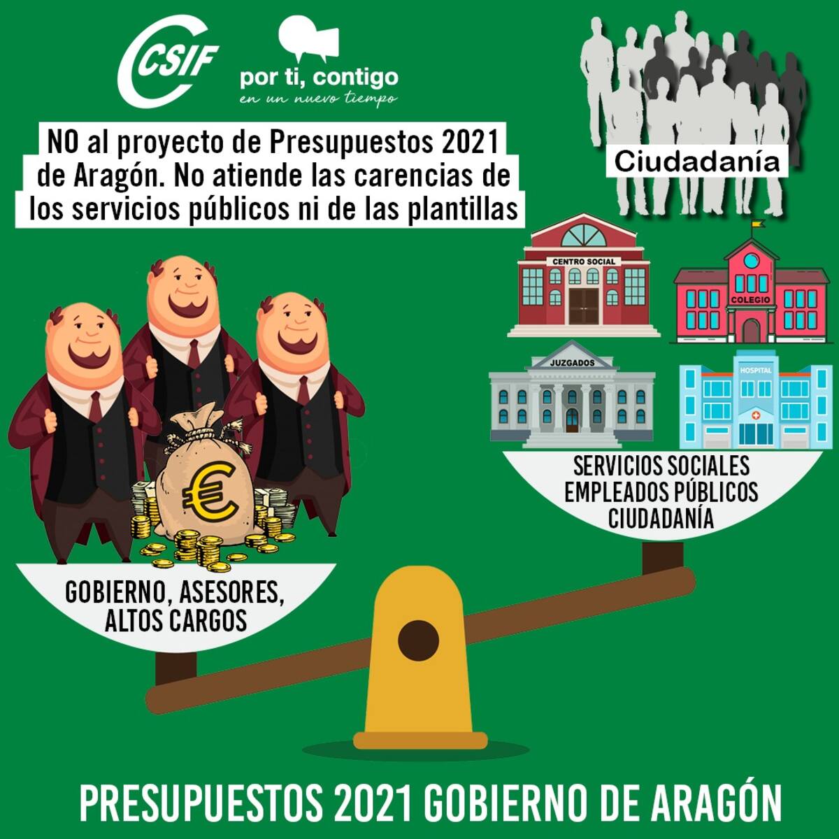 CSIF rechaza los presupuestos aragoneses porque no atienden las carencias de los servicios públicos