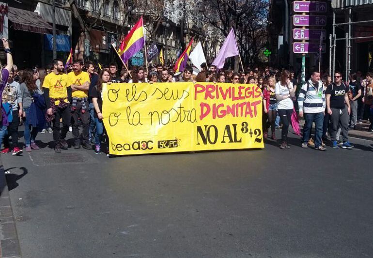 Manifestación de estudiantes contra el 3+2