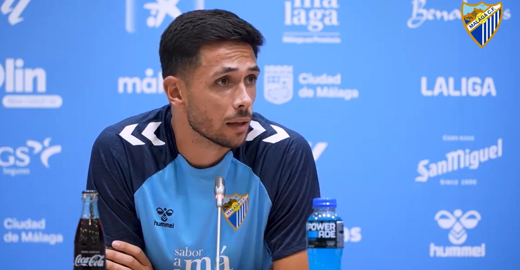 Nelson Monte, en la sala de prensa de La Rosaleda