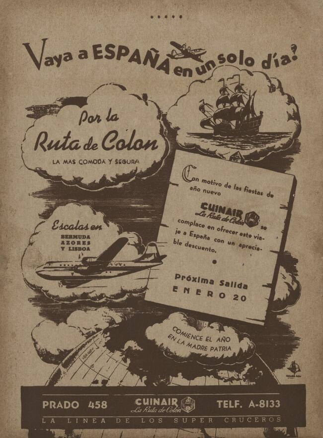 Anuncio que publicitaba la ruta del avión siniestrado