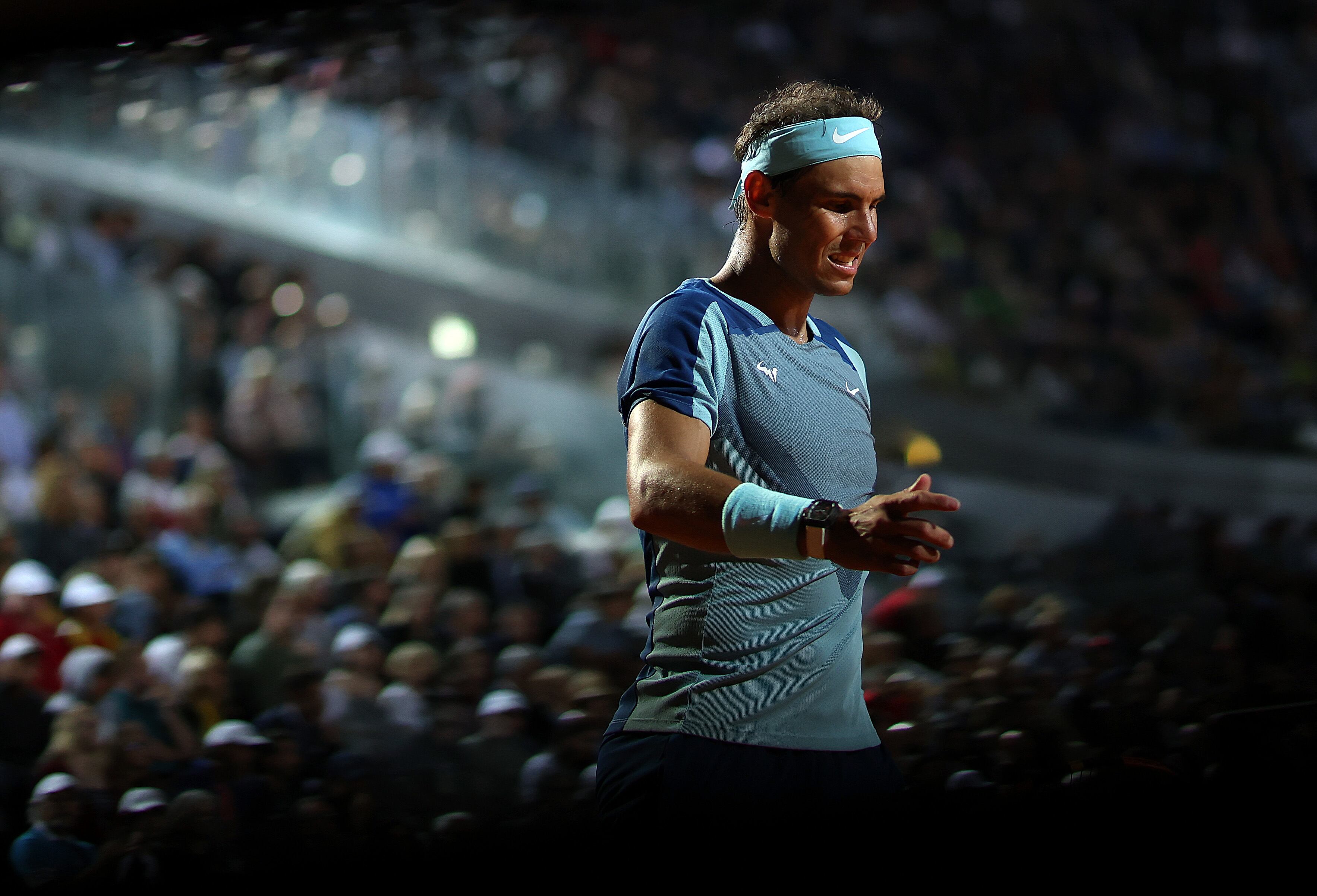 Rafael Nadal durante un partido en Roma en 2023