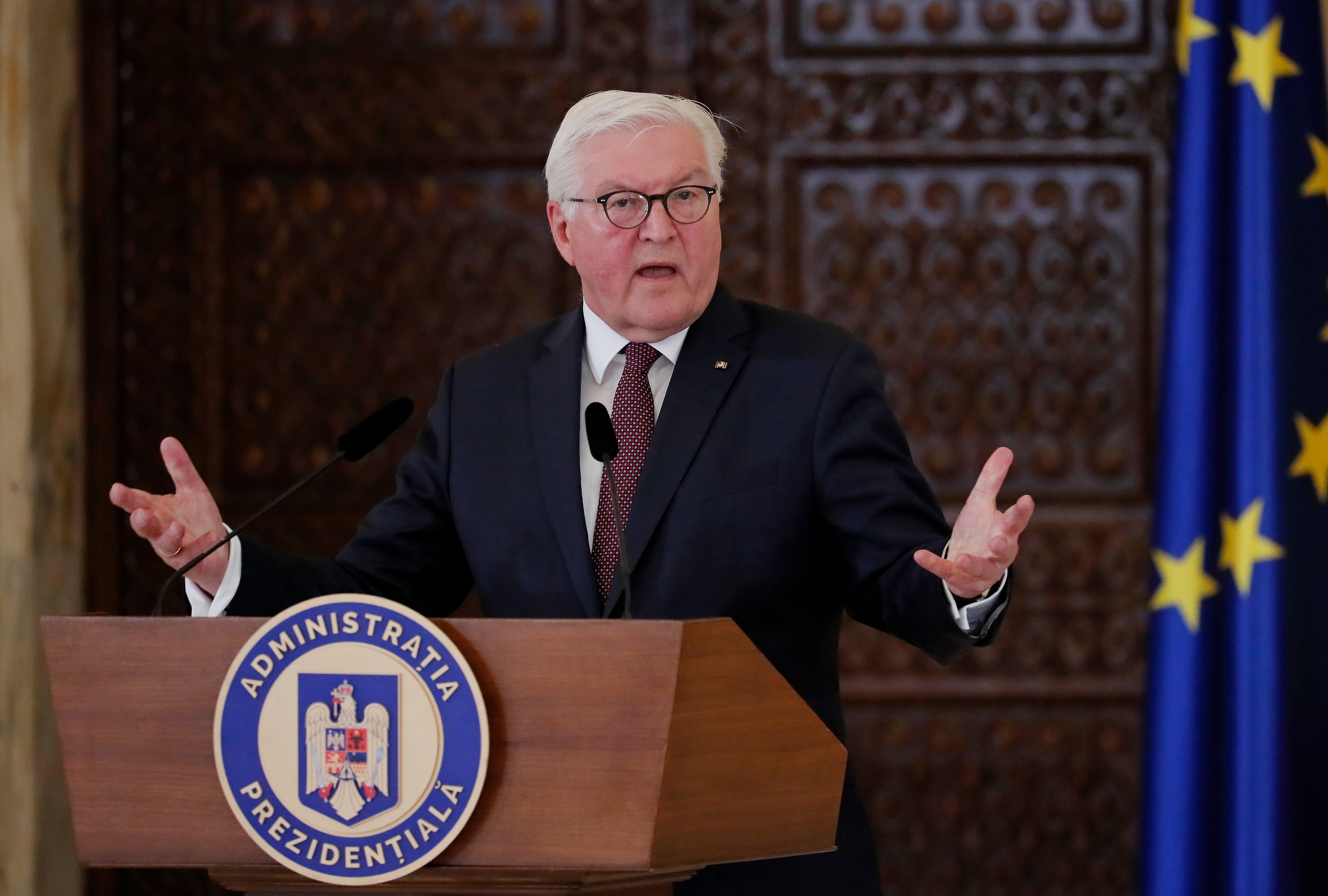 El presidente de Alemania, Frank-Walter Steinmeier, durante una visita a Rumanía