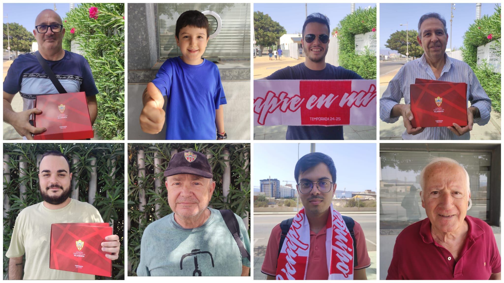 Ocho abonados rojiblancos con LA VOZ-Cadena SER en el Estadio de los Juegos Mediterráneos.