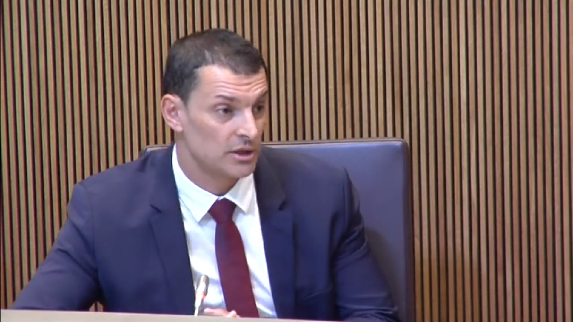 El ministre de Presidència, Jordi Gallardo, en sessió del Consell General