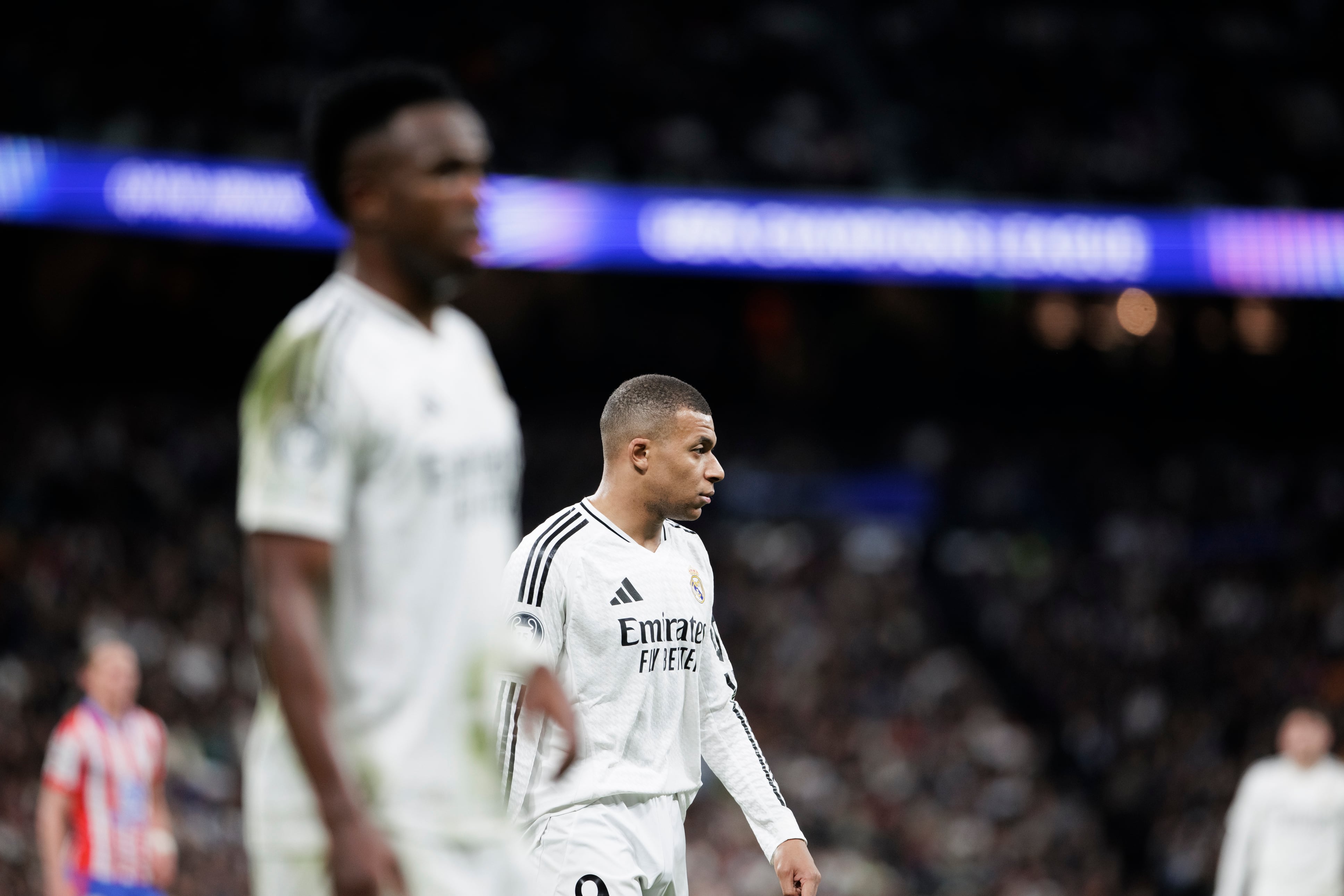 Vinicius Júnior y Kylian Mbappé, en el derbi de Champions ante el Atlético