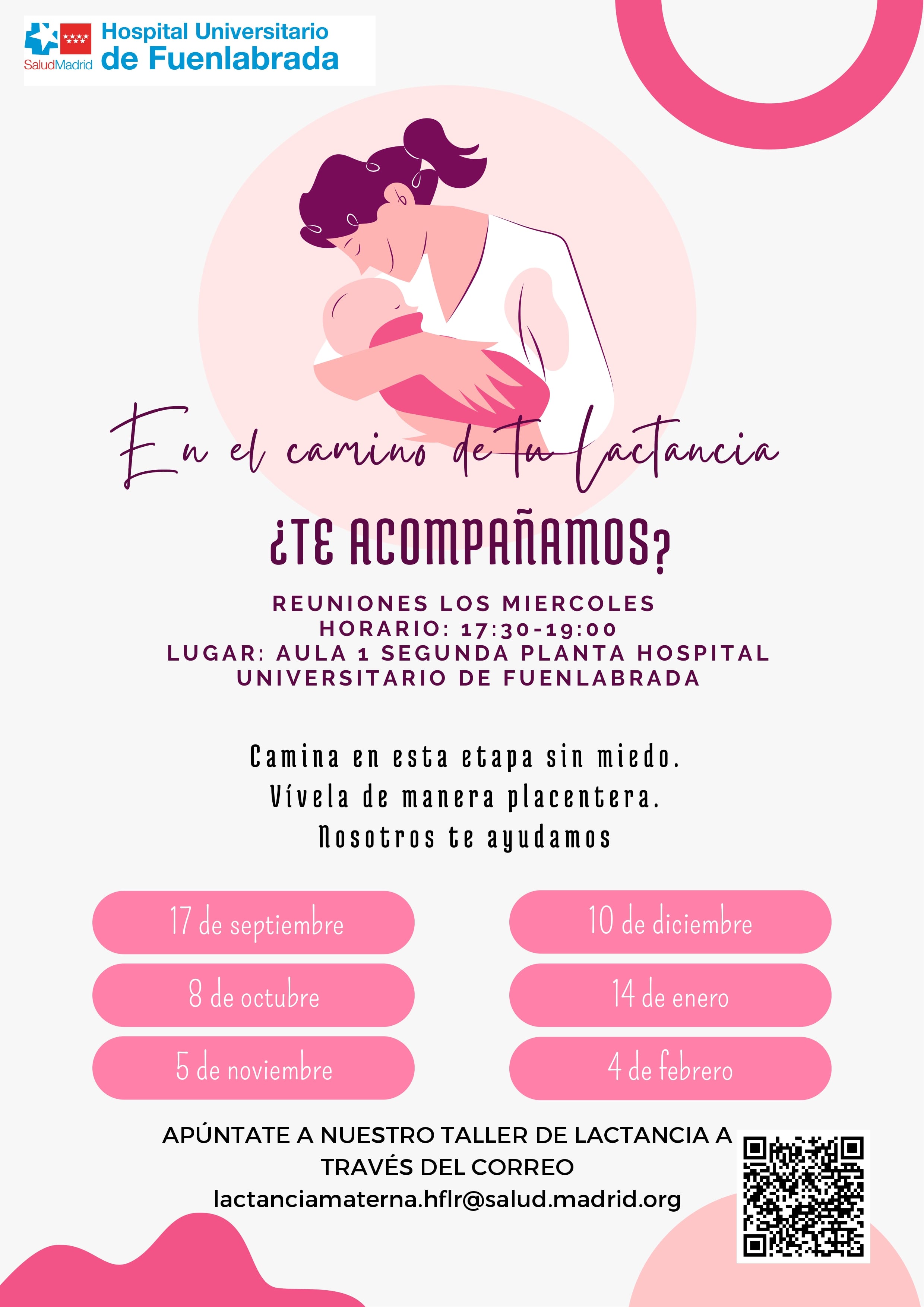 Cartel talleres de lactancia en el Hospital U. de Fuenlabrada
