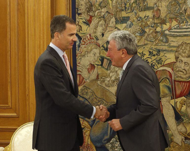 El Rey ha recibido esta mañana en el Palacio de la Zarzuela al diputado de Nueva Canarias Pedro Quevedo, con quien ha abierto hoy una nueva ronda de consultas.