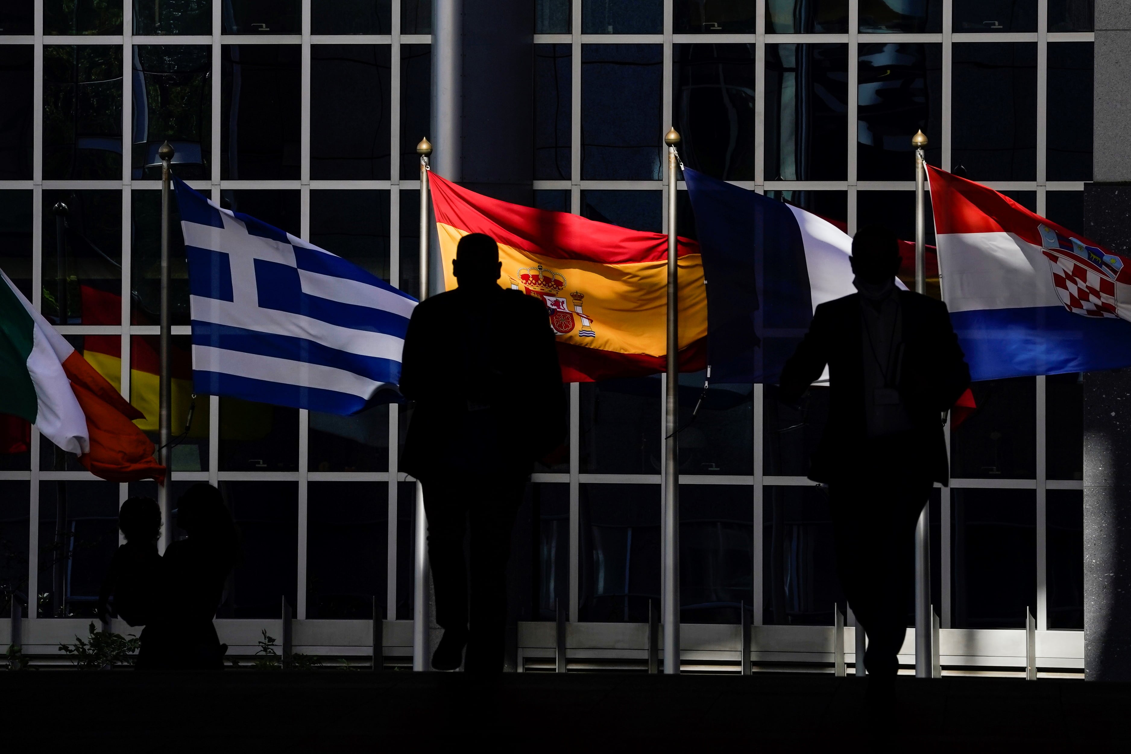 Imagen de archivo de la bandera española en Bruselas