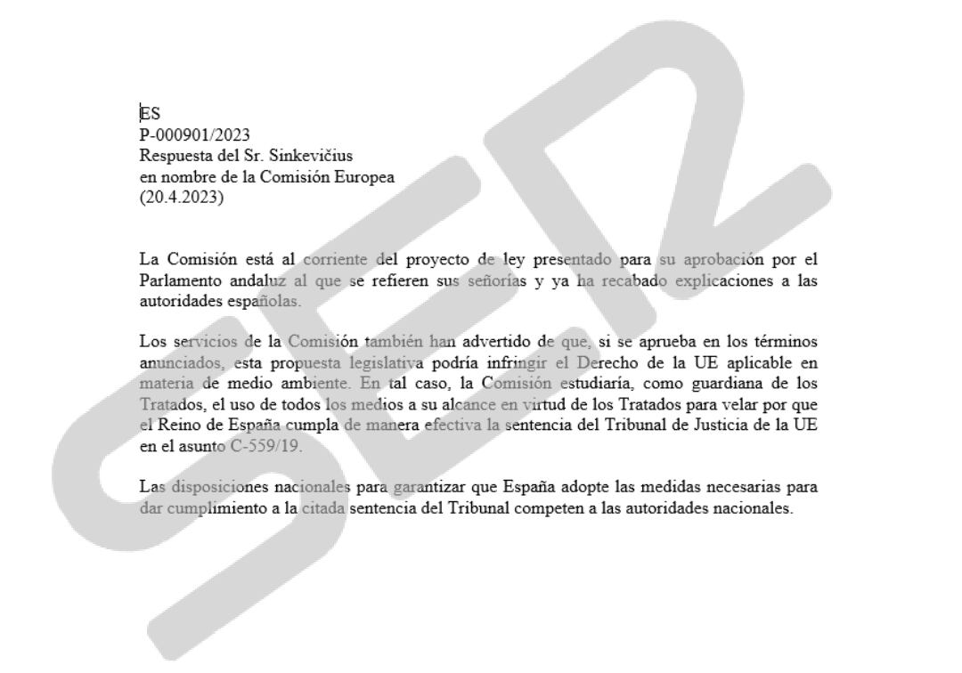 Bruselas amenaza a España con un apercibimiento por los planes de PP y Vox en Doñana.