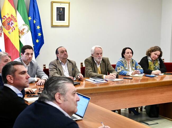 El primer teniente de alcaldesa en el Ayuntamiento de Jerez de la Frontera (Cádiz), Agustín Muñoz, presidiendo la constitución del Comité Municipal de Seguimiento del Plan de Actuación Integrado de Jerez (PAI).