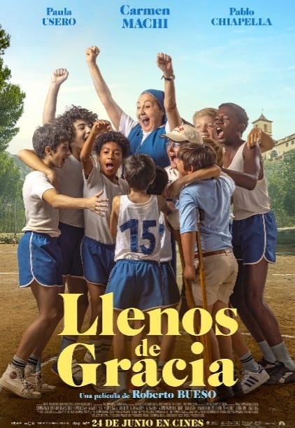 El cartel de la película Llenos de gracia con Dairon junto a Carmen Machi que encarnan a Valdo y la hermana Marina