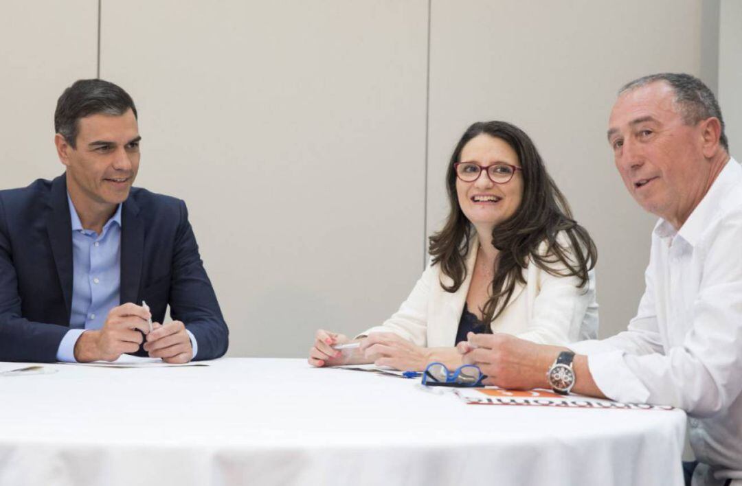 Pedro Sánchez, Mónica Oltra y Joan Baldoví