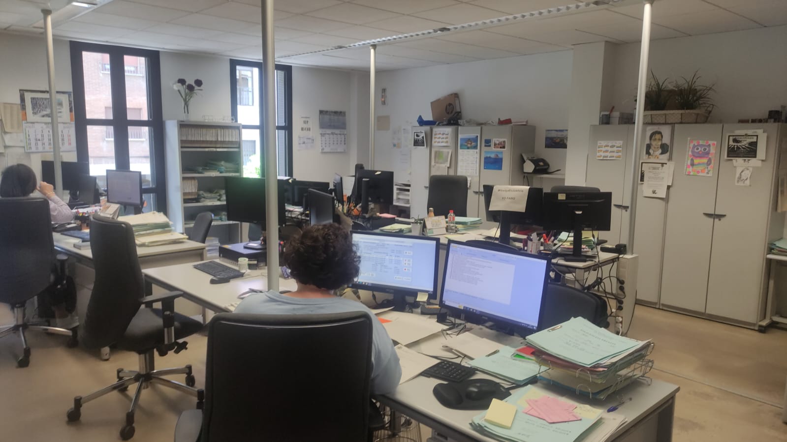 Una de las oficinas de justicia durante las manifestaciones en Valladolid