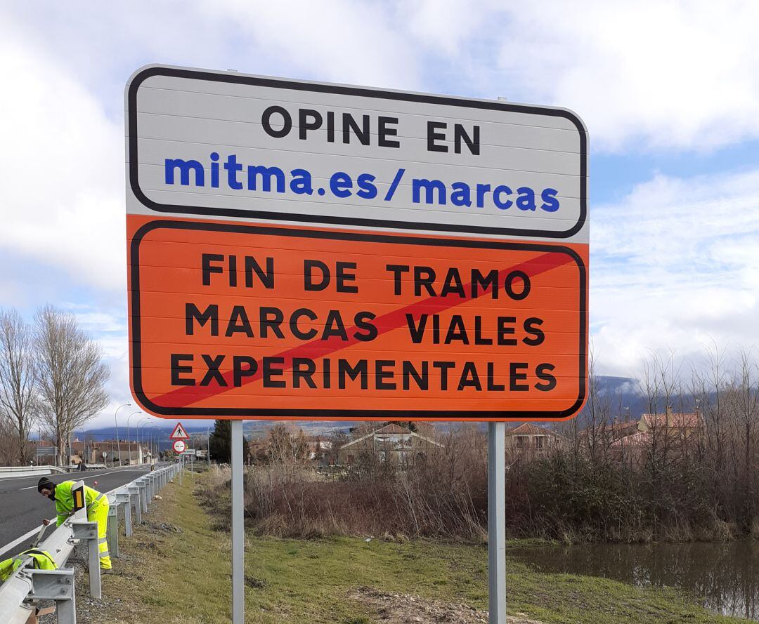 Señal que indica el fin del tramo experimental