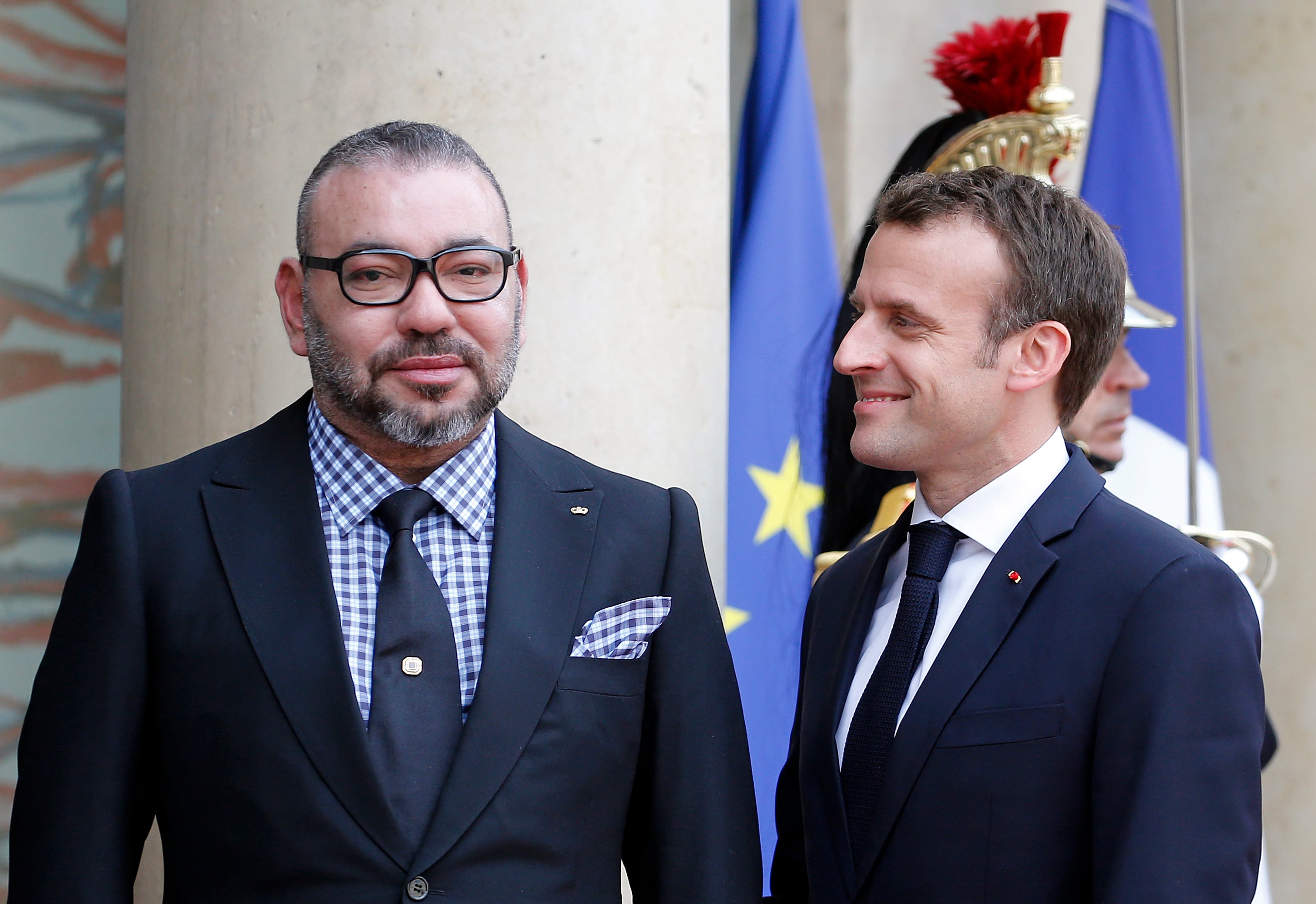 Emmanuel Macron y Mohamed VI en una visita del rey de Marruecos a París