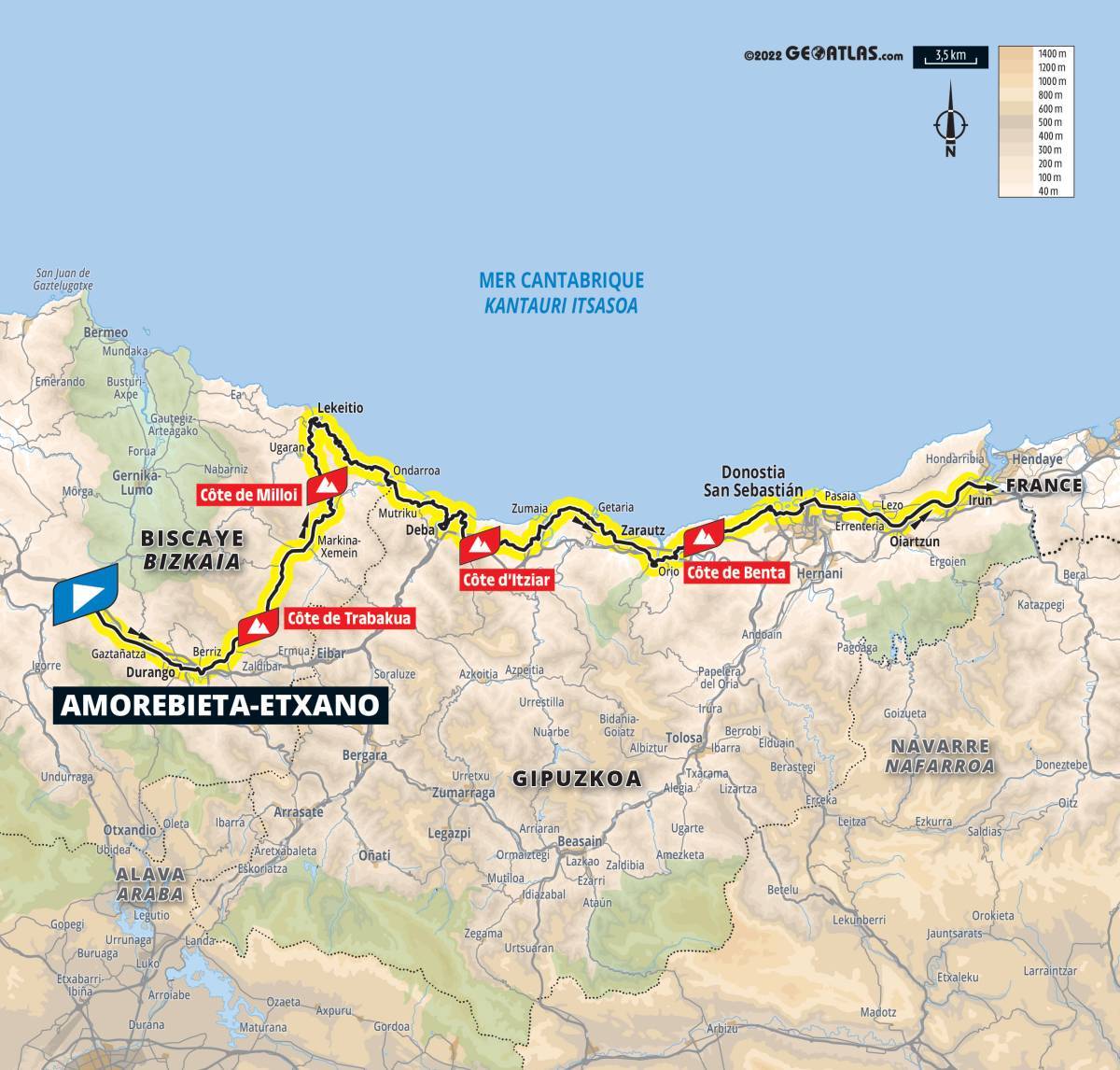 Recorrido de la tercera etapa del Tour 2023