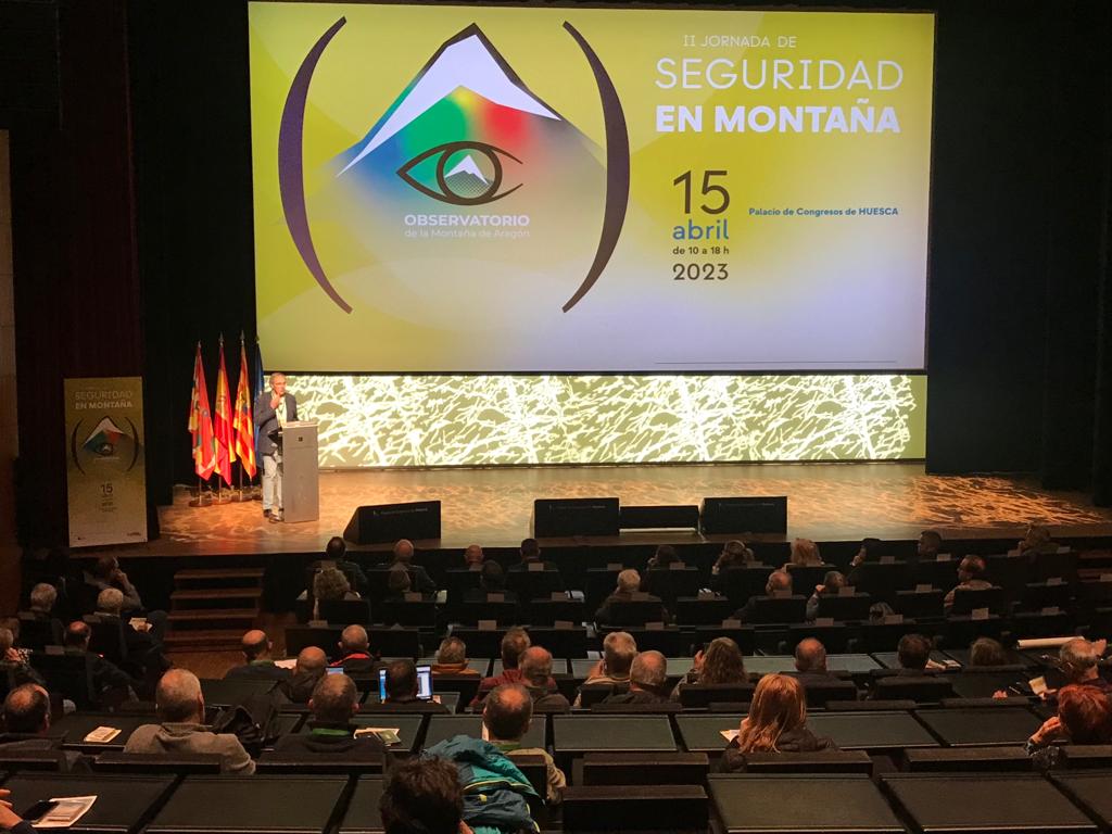 Javier Franco, presidente de la Federación Aragonesa de Montaña, durante las Jornadas