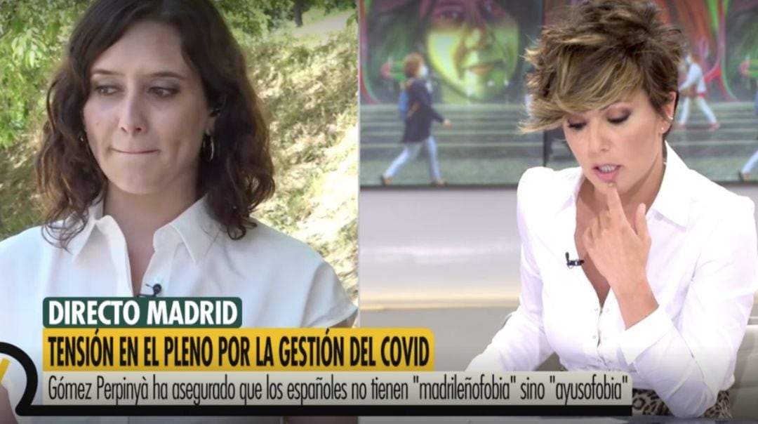 Ayuso en una entrevista con Sonsoles Ónega.