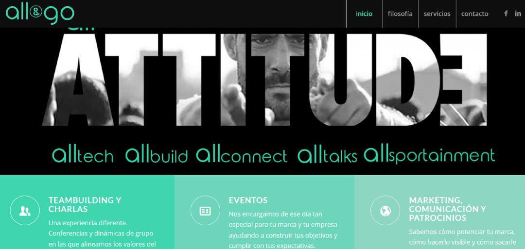 La portada de la web de la empresa All&Go.