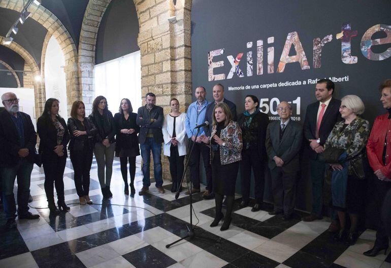 Irene García, presidenta de la Diputación Provincial de Cádiz, en un momento de la inuguración de EXILIARTE la exposición dedicada al poeta Rafael Alberti
