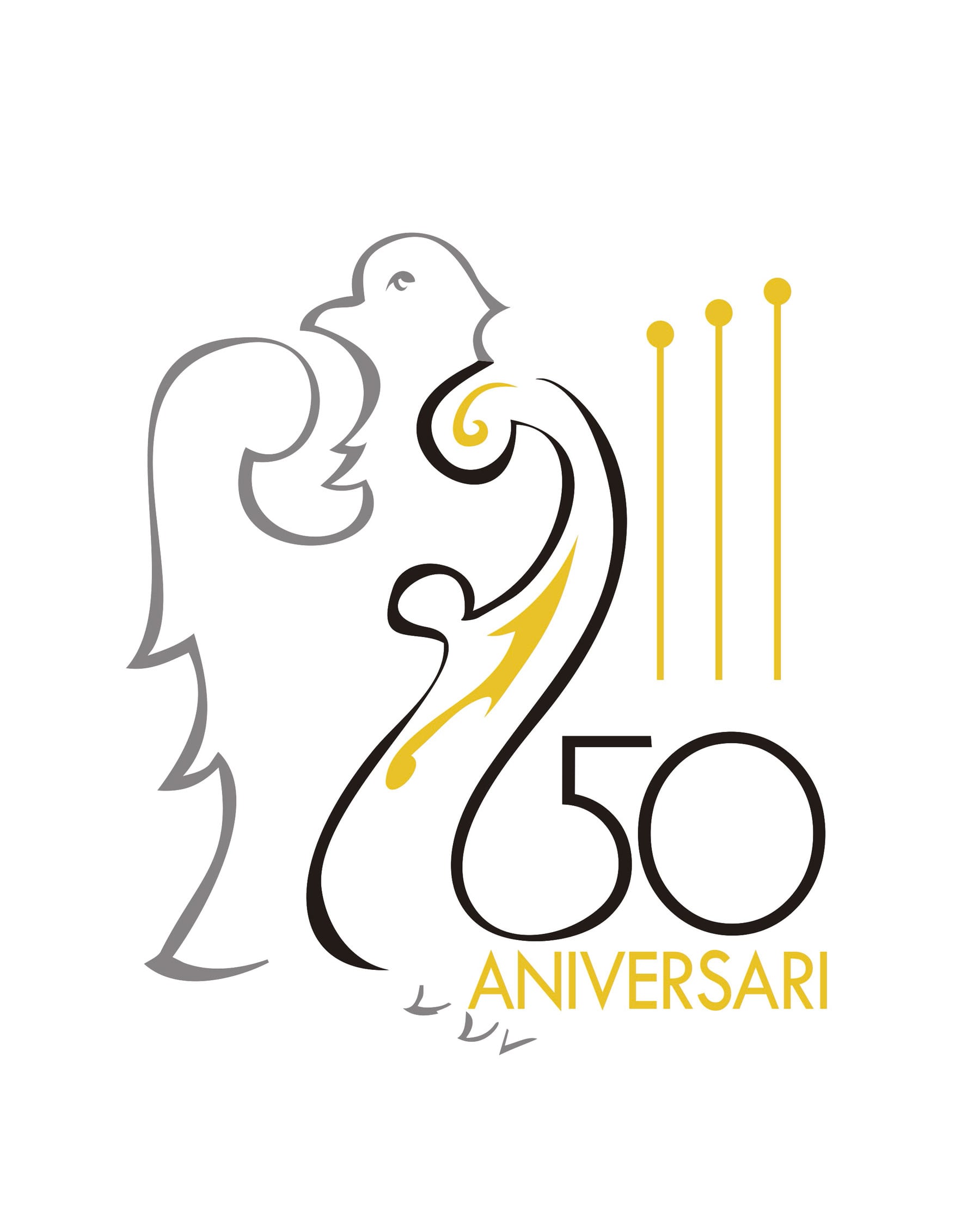 Imagen del logotipo del 50 aniversario de la relación entre la filà Cides y la Unió Musical d'Atzeneta d'Albaida obra de José Miguel Piñero