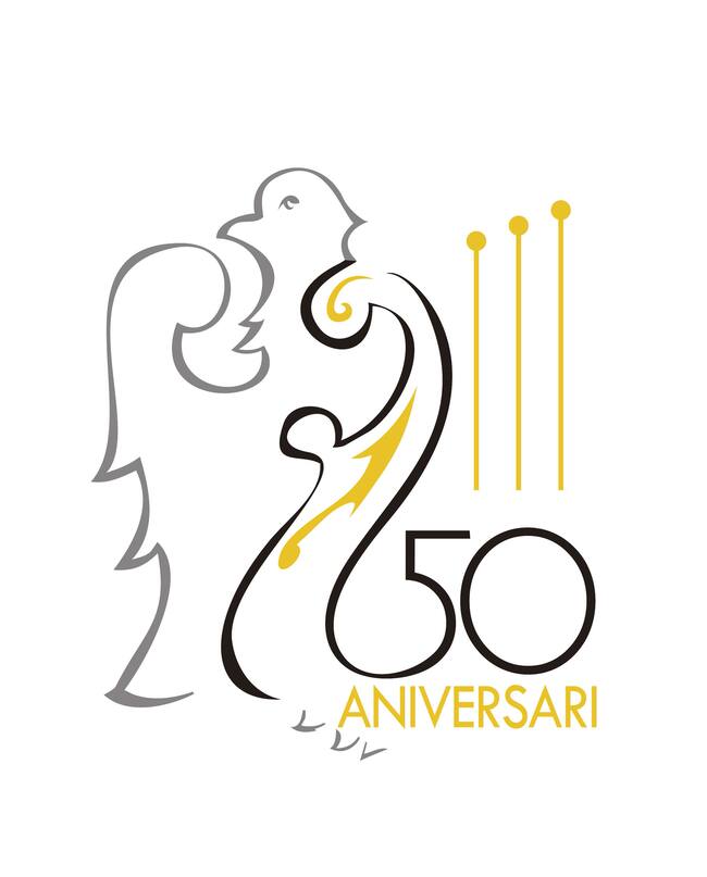 Imagen del logotipo del 50 aniversario de la relación entre la filà Cides y la Unió Musical d'Atzeneta d'Albaida obra de José Miguel Piñero