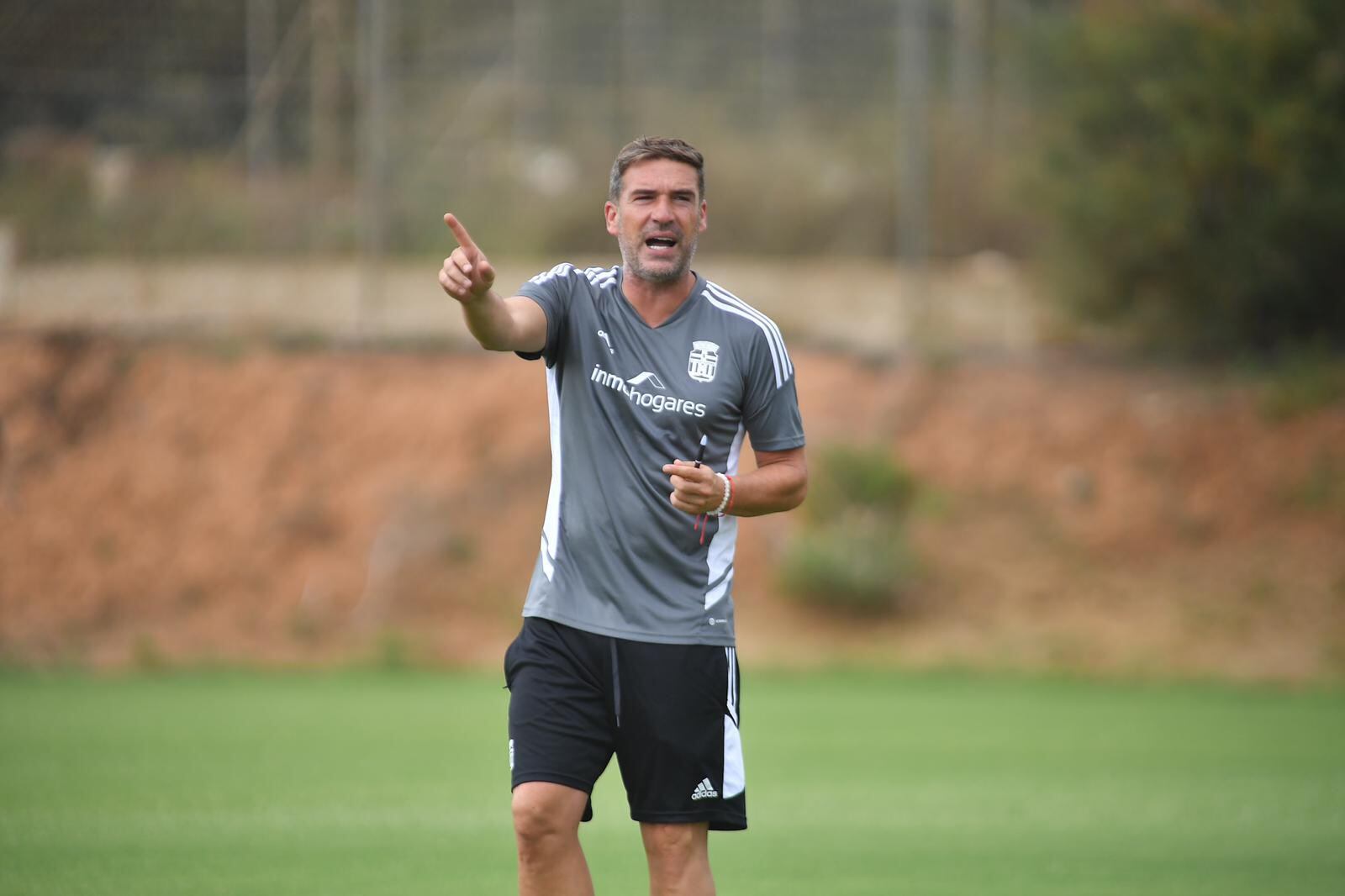 Luis Carrión durante el entrenamiento de esta mañana