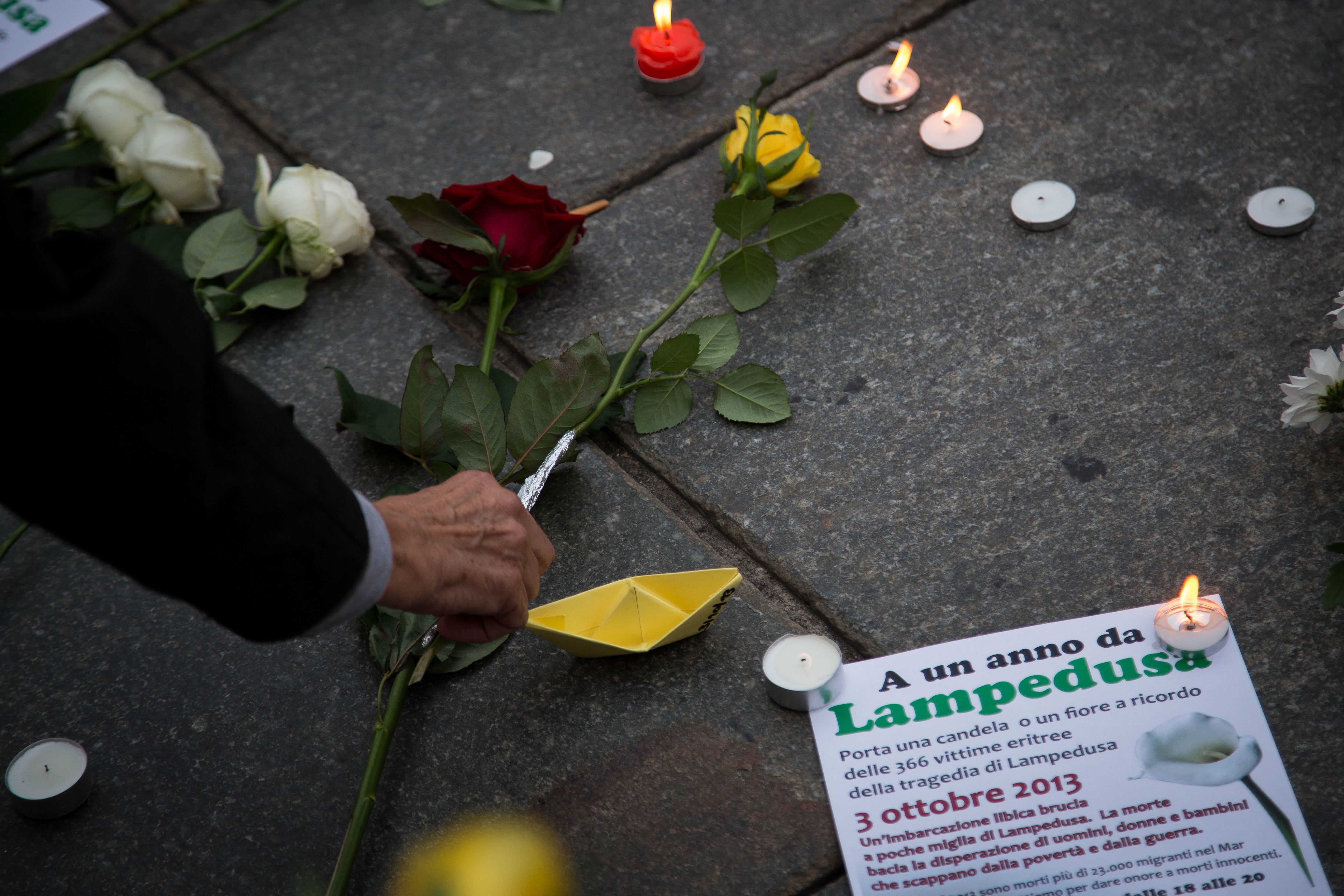 Homenaje a las víctimas de Lampedusa. (Photo by NurPhoto/NurPhoto via Getty Images)