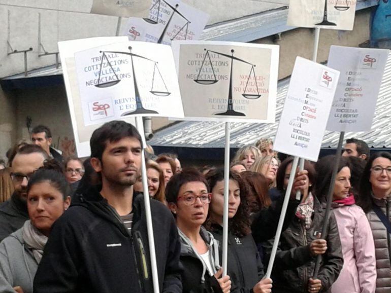 Manifestació de mestres durant la vaga de funcionaris del 2014
