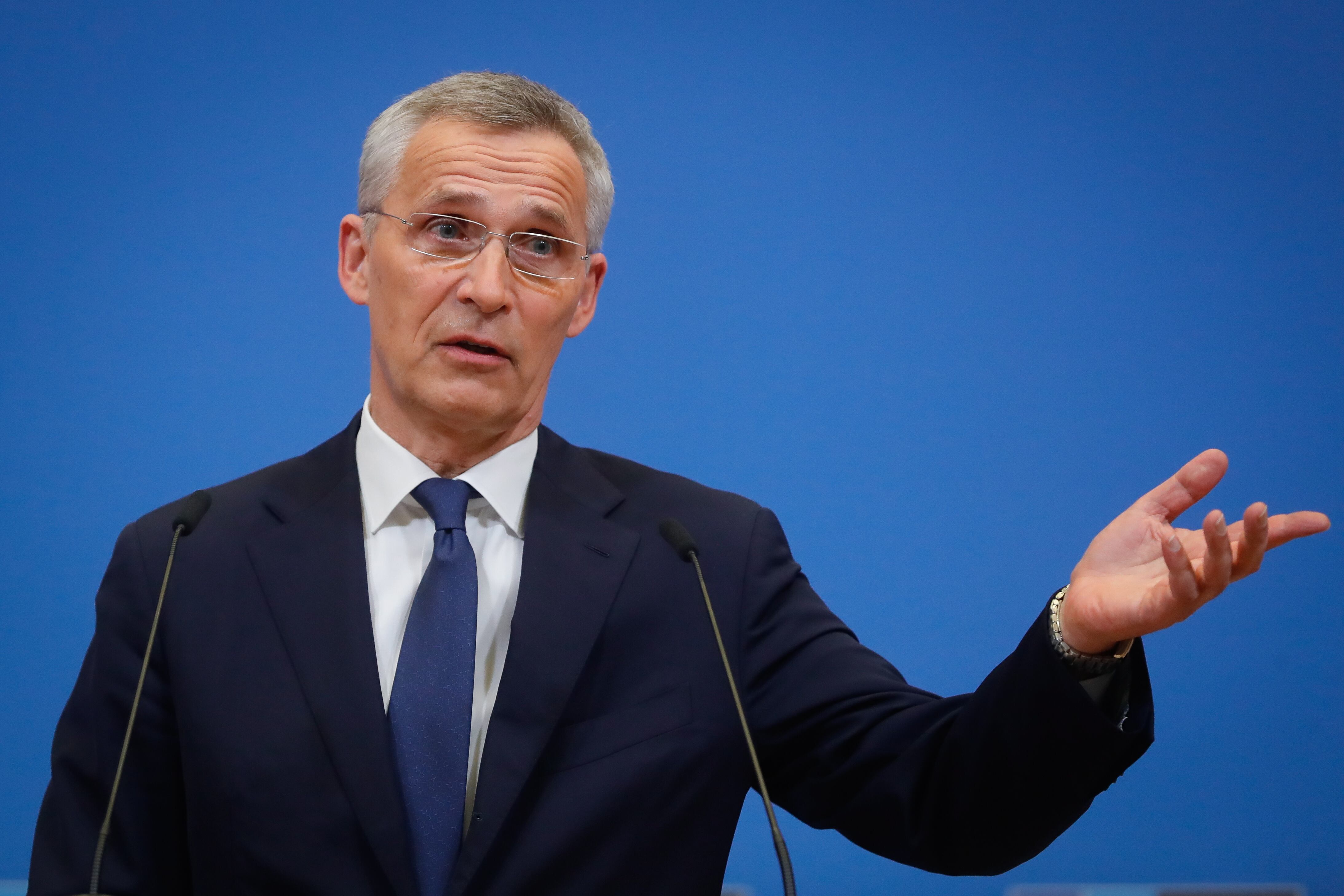 Jens Stoltenberg en una rueda de prensa.