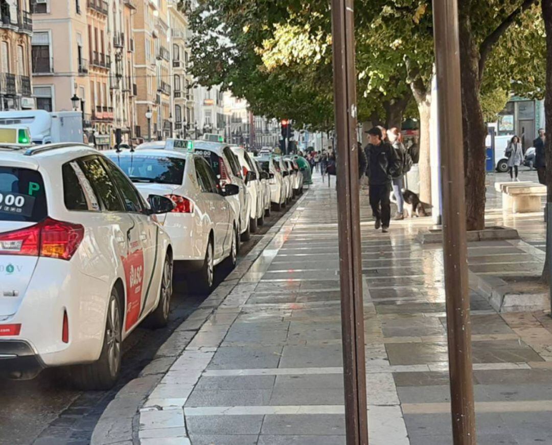 Imágenes de archivo de la parada de taxis de Plaza Nueva, en Granada