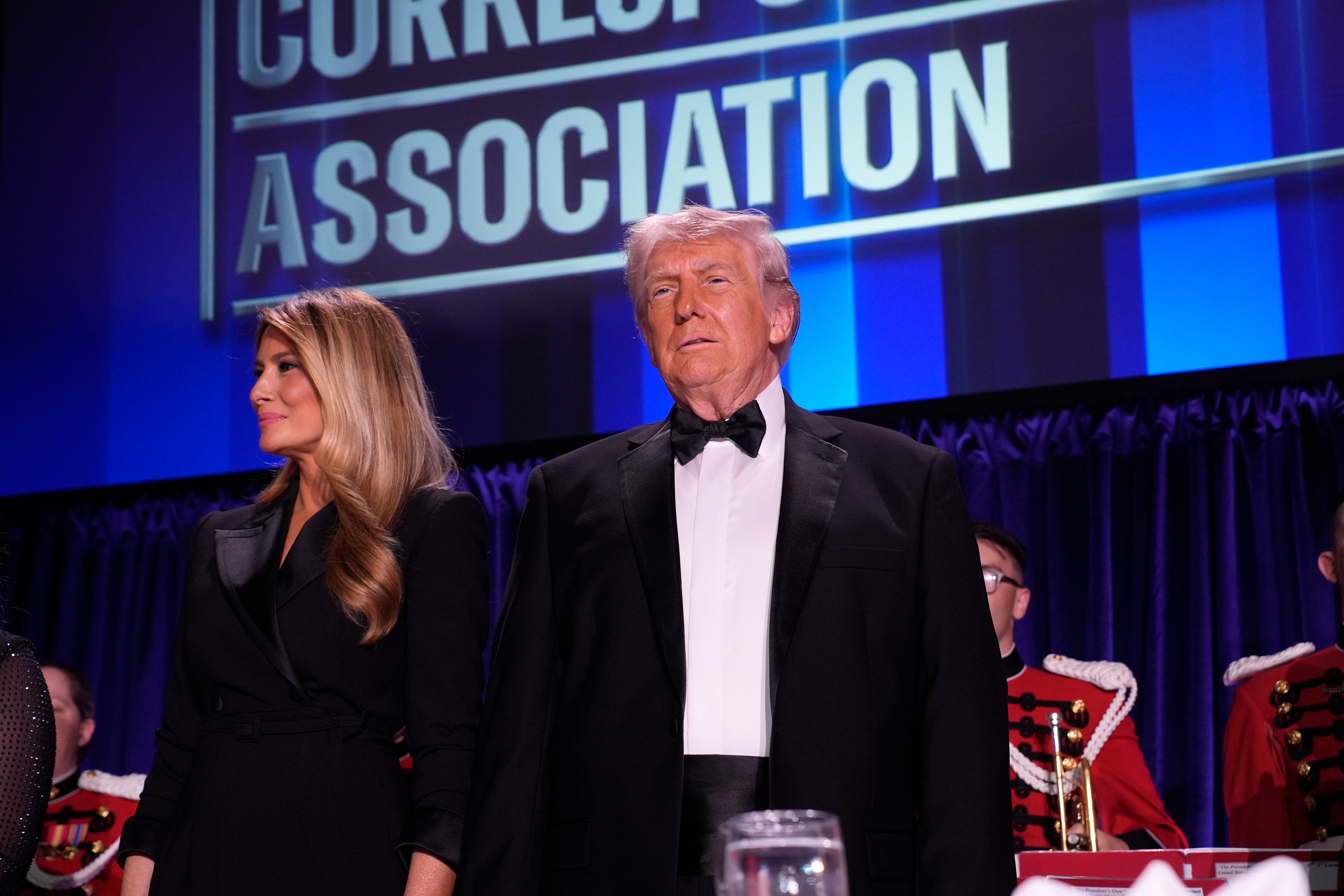 First lady Melania Trump (L) and US President Donald Trump participate in the White House Correspondents' Association Dinner in Washington, DC, USA, 25 April 2026.