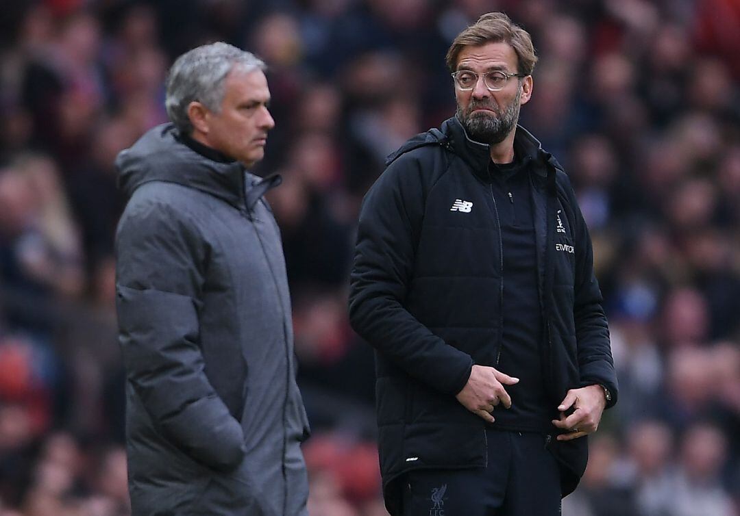 Mourinho y Klopp, en un partido de la Premier League.