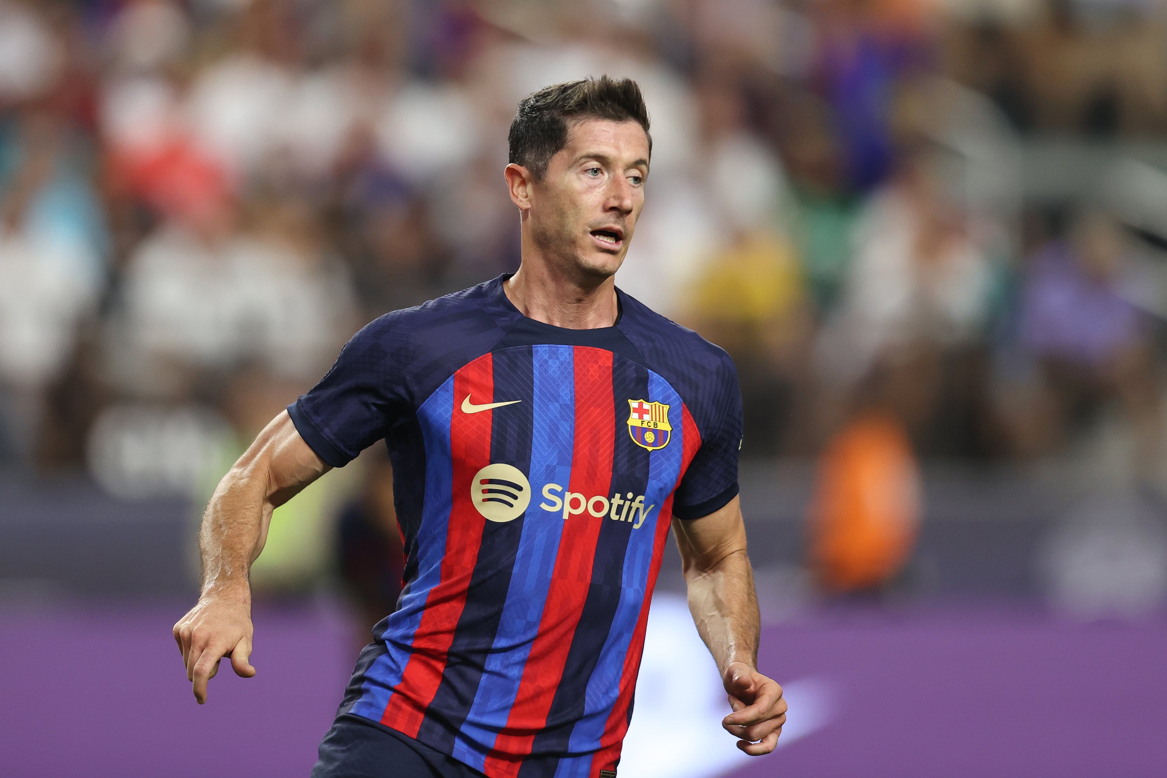 Robert Lewandowski, durante el Clásico contra el Real Madrid