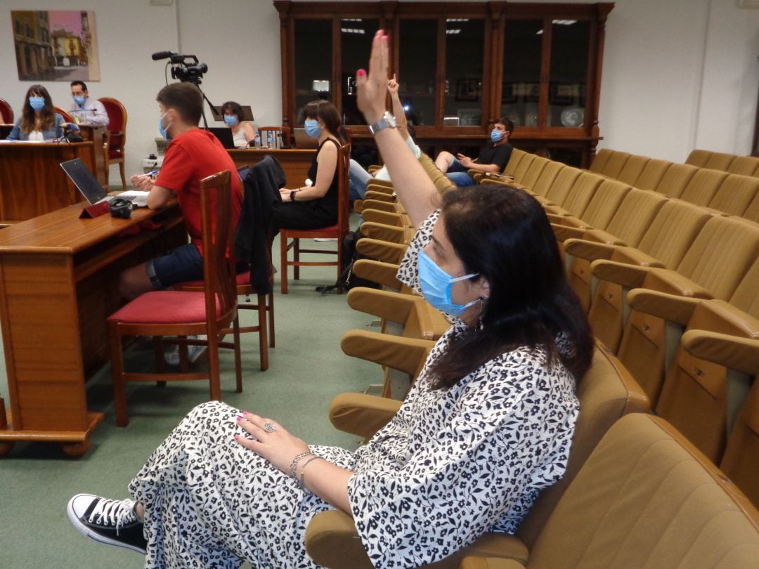 Mar Alcalde y Sergio Ortega (votando al fondo), se desmarcaron de su grupo en la modificación presupuestaria y la aprobación del anexo de convenios