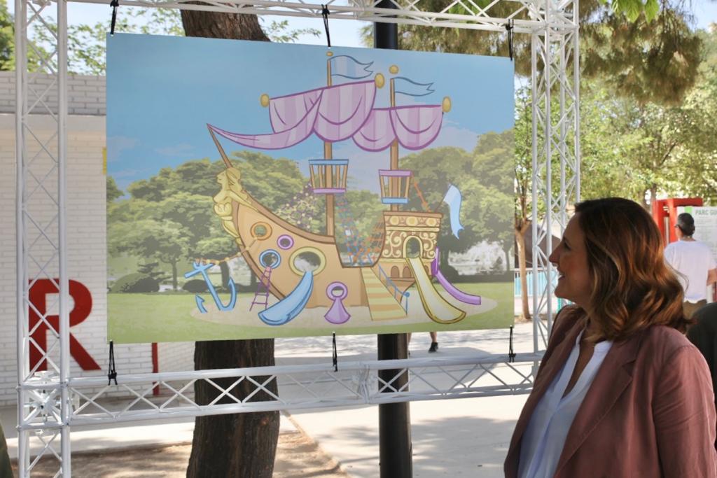 María José Catalá presenta el Galeón del Guilliver, el nuevo parque infantil que promete si es alcaldesa