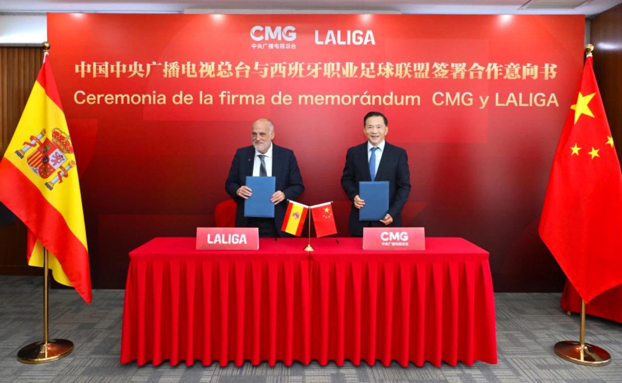 Javier Tebas ratifica el acuerdo con China para que LaLiga se vea en abierto en el país oriental