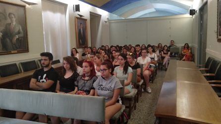 Los alumnos finalistas de doce institutos de la provincia en la recepción del ayuntamiento de Cazorla