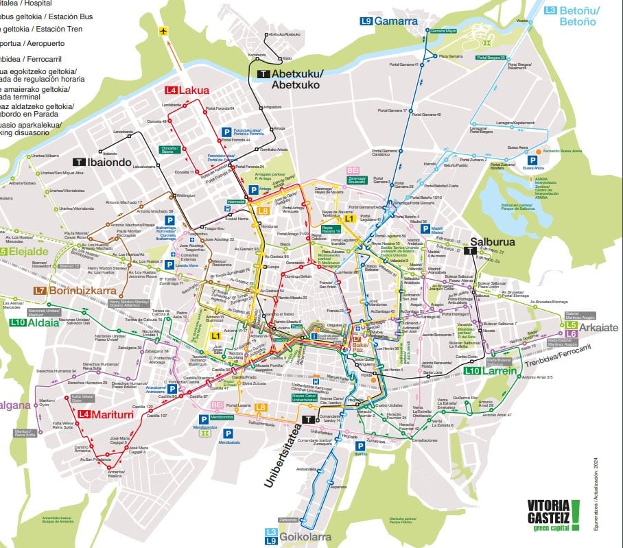 Mapa actualizado de las líneas de TUVISA con los cambios del 16 de septiembre