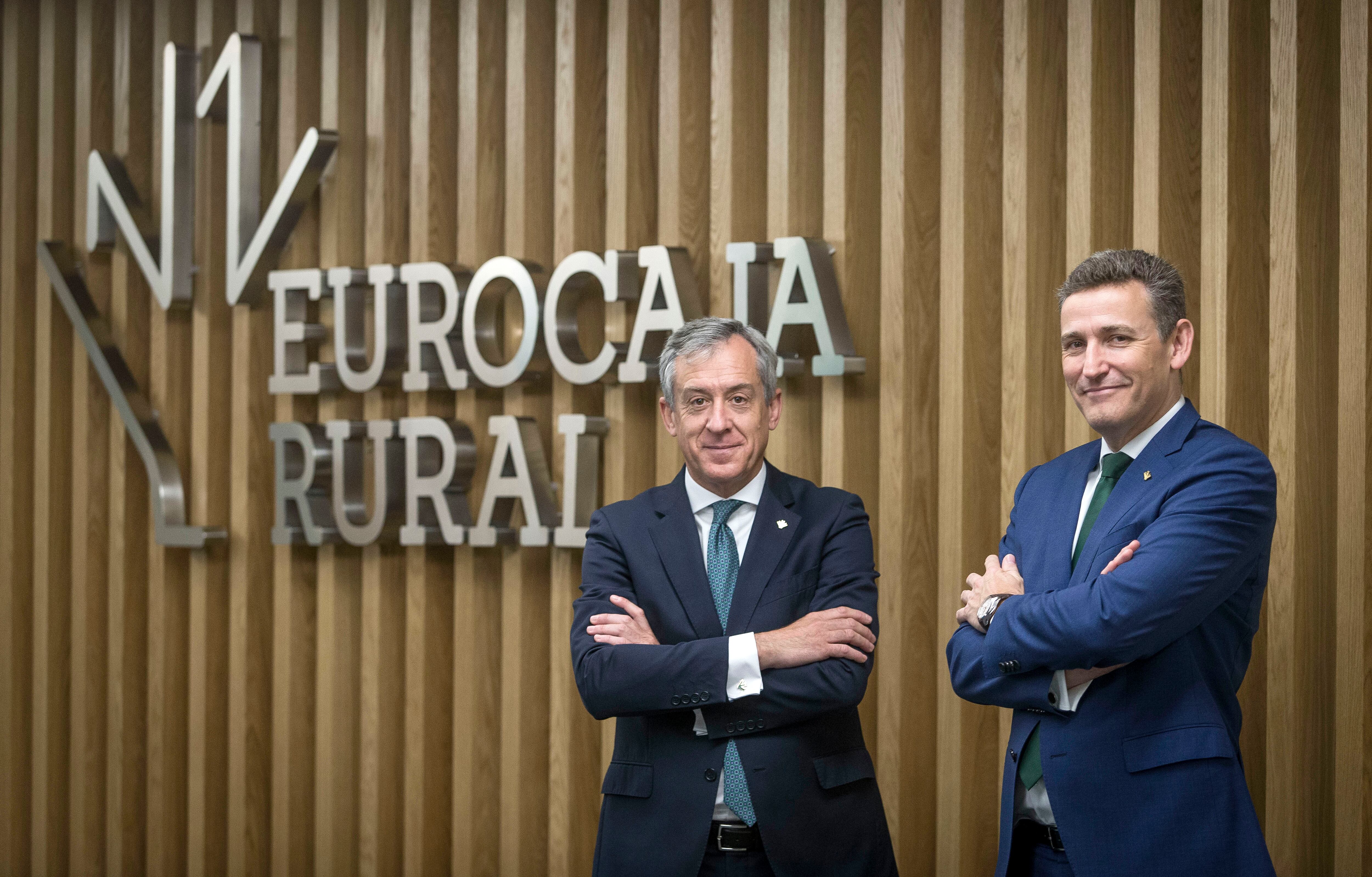 El presidente de Eurocaja Rural, Javier López Martín, y el director general la entidad, Víctor Manuel Martín