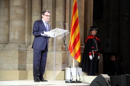 El president de la Generalitat, durant la seva intervenció a la Seu Vella de Lleida, en el tret de sortida als actes del Tricentenari