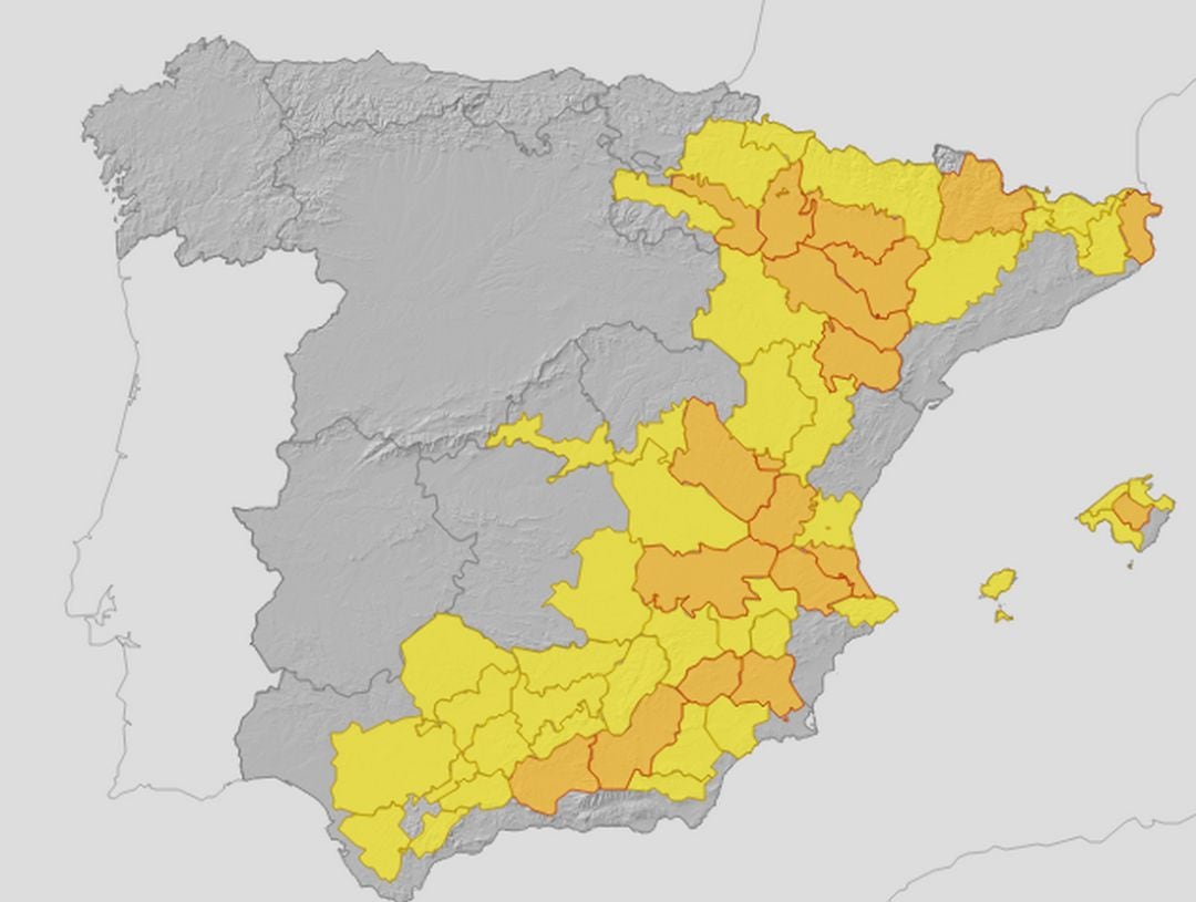 Mapa de alertas para el viernes 23 de julio